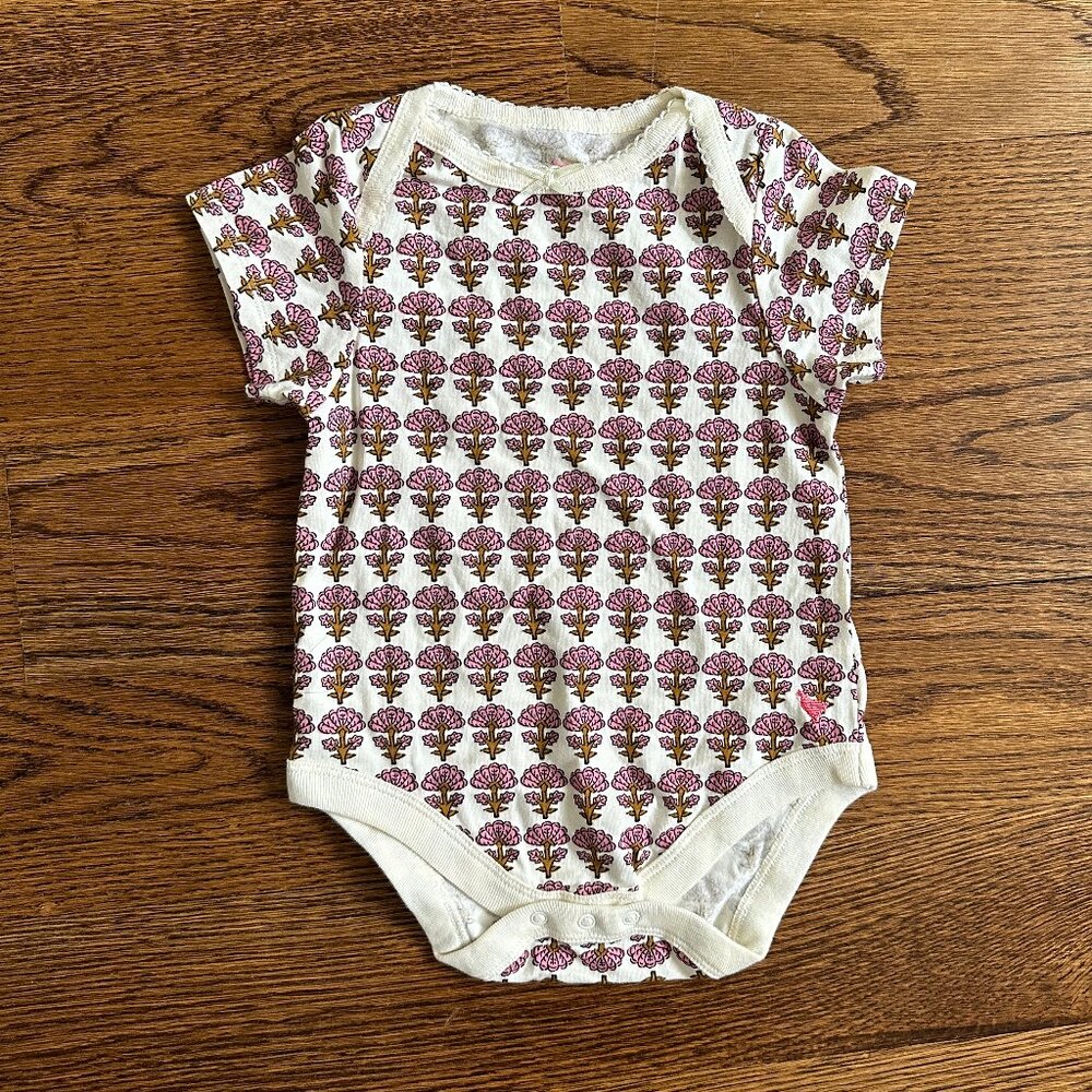 Pink Chicken Organics Jaipur Flower Print Onesie Bodysuit